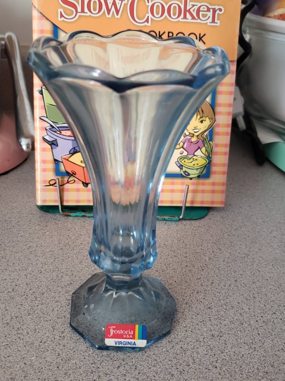 Vintage Fostoria Blue Glass Vase